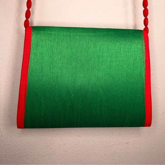 Colorful Beautiful India Purse Red Green Crossbody Strap Boho Bohemian - Picture 6 of 16